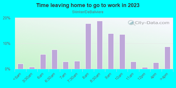 Time Leaving Home for Work in Skinker/DeBaliviere in Saint Louis neighborhood in MO