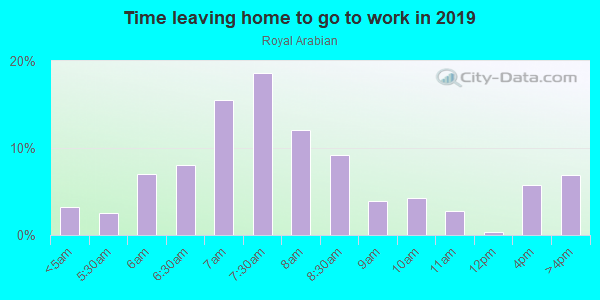 Time Leaving Home for Work in Royal Arabian in Belgrade neighborhood in MT