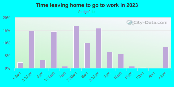 Time Leaving Home for Work in Sedgefield in Charlotte neighborhood in NC