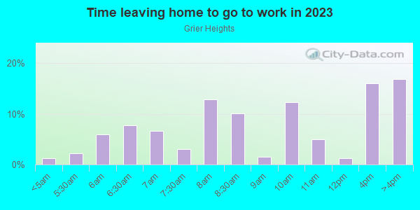 Time Leaving Home for Work in Grier Heights in Charlotte neighborhood in NC