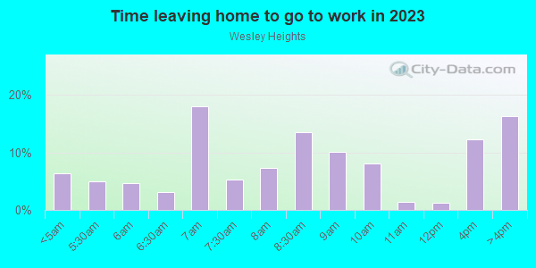 Time Leaving Home for Work in Wesley Heights in Charlotte neighborhood in NC