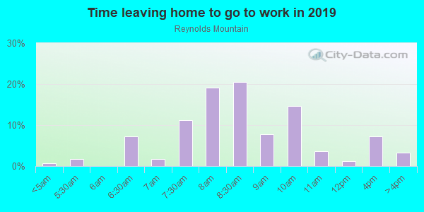 Time Leaving Home for Work in Reynolds Mountain in Asheville neighborhood in NC
