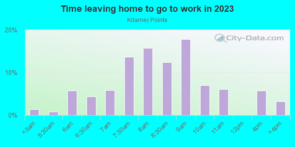 Time Leaving Home for Work in Kilarney Pointe in Cary neighborhood in NC