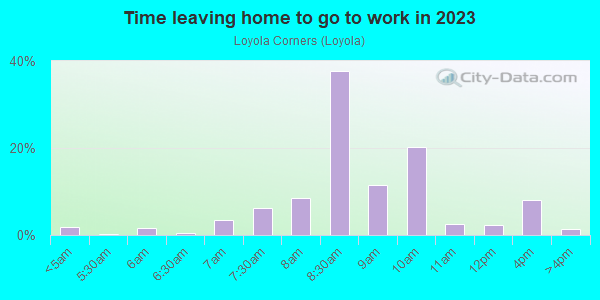 Time Leaving Home for Work in Loyola Corners in Los Altos neighborhood in CA