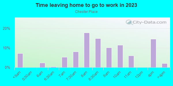 Time Leaving Home for Work in Chester Place in Raleigh neighborhood in NC
