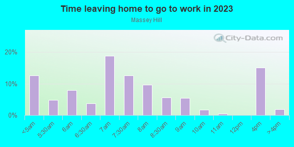 Time Leaving Home for Work in Massey Hill in Fayetteville neighborhood in NC