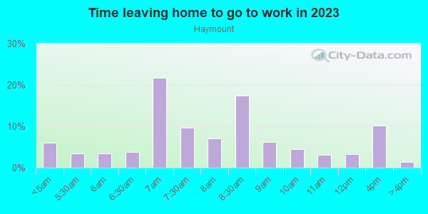 Time Leaving Home for Work in Haymount in Fayetteville neighborhood in NC