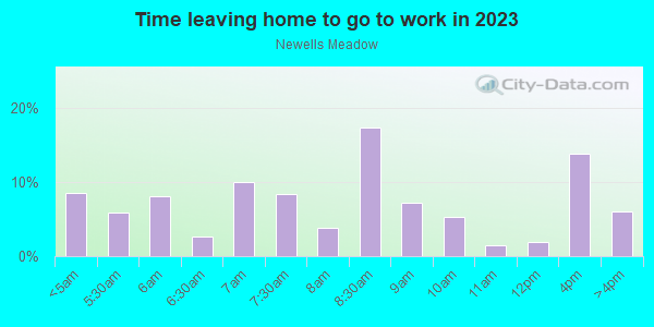 Time Leaving Home for Work in Newells Meadow in Derry neighborhood in NH