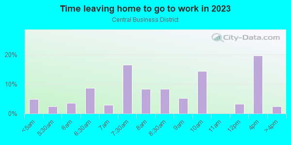 Time Leaving Home for Work in Central Business District in Newark neighborhood in NJ