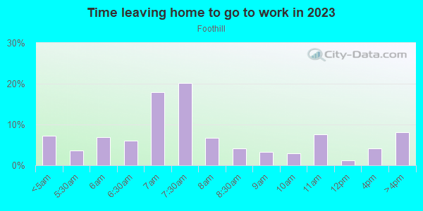 Time Leaving Home for Work in Foothill in Albuquerque neighborhood in NM