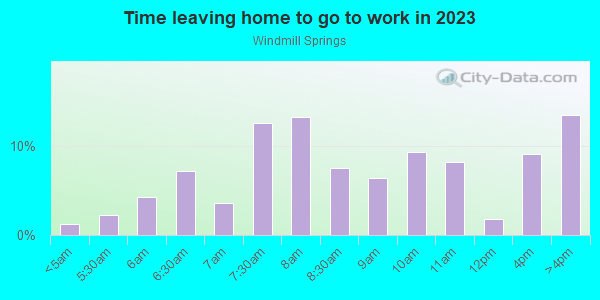 Time Leaving Home for Work in Windmill Springs in Las Vegas neighborhood in NV