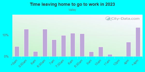 Time Leaving Home for Work in Valley in Buffalo neighborhood in NY