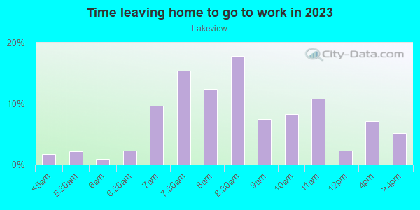 Time Leaving Home for Work in Lakeview in Buffalo neighborhood in NY