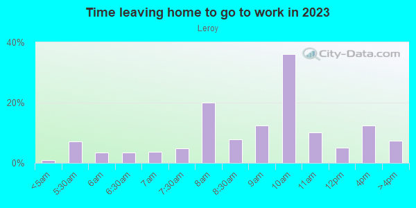 Time Leaving Home for Work in Leroy in Buffalo neighborhood in NY