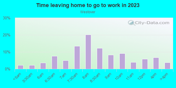 Time Leaving Home for Work in Westover in Johnson City neighborhood in NY