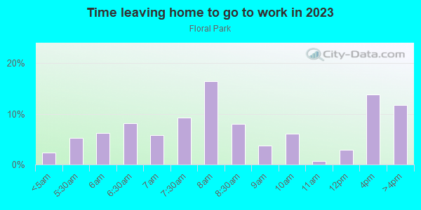 Time Leaving Home for Work in Floral Park in Johnson City neighborhood in NY