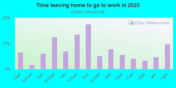 Time Leaving Home for Work in Central Johnson City in Johnson City neighborhood in NY