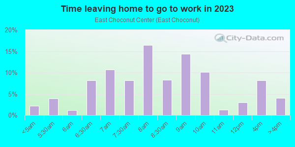 Time Leaving Home for Work in East Choconut Center in Johnson City neighborhood in NY