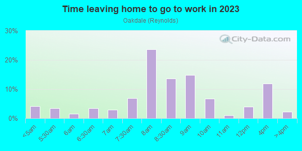 Time Leaving Home for Work in Oakdale in Johnson City neighborhood in NY