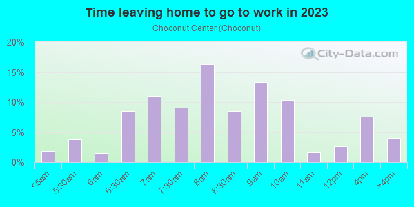 Time Leaving Home for Work in Choconut Center in Johnson City neighborhood in NY
