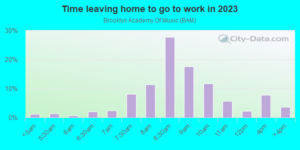 Time Leaving Home for Work in Brooklyn Academy Of Music in Brooklyn neighborhood in NY