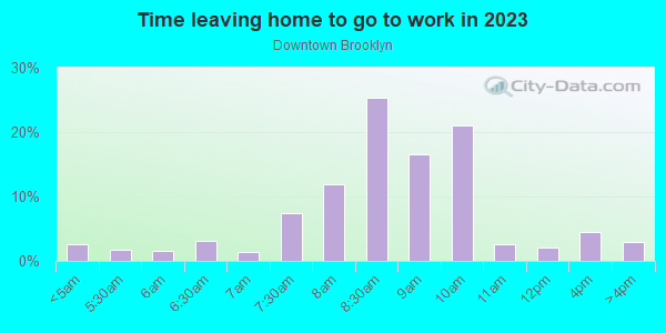 Time Leaving Home for Work in Downtown Brooklyn in Brooklyn neighborhood in NY
