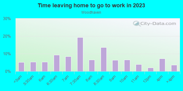 Time Leaving Home for Work in Woodhaven in Woodhaven neighborhood in NY