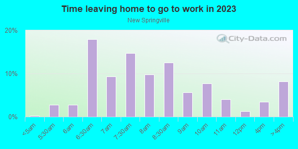 Time Leaving Home for Work in New Springville in Staten Island neighborhood in NY