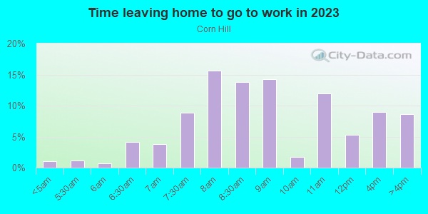 Time Leaving Home for Work in Corn Hill in Rochester neighborhood in NY