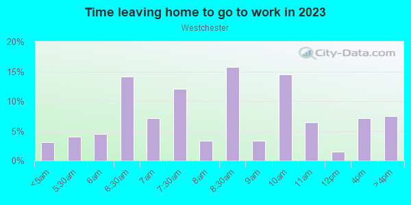Time Leaving Home for Work in Westchester in Bronx neighborhood in NY