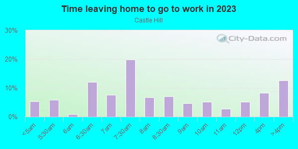 Time Leaving Home for Work in Castle Hill in Bronx neighborhood in NY