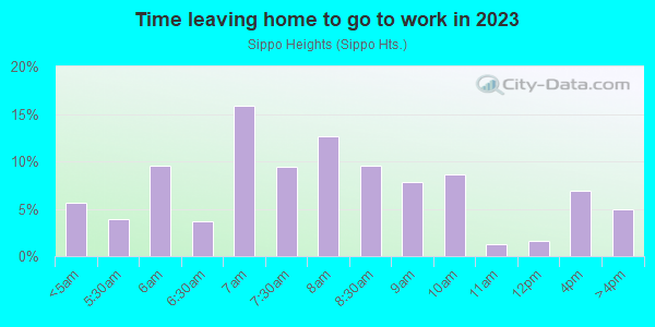 Time Leaving Home for Work in Sippo Heights in Massillon neighborhood in OH