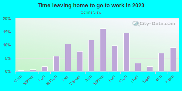 Time Leaving Home for Work in Collins View in Portland neighborhood in OR