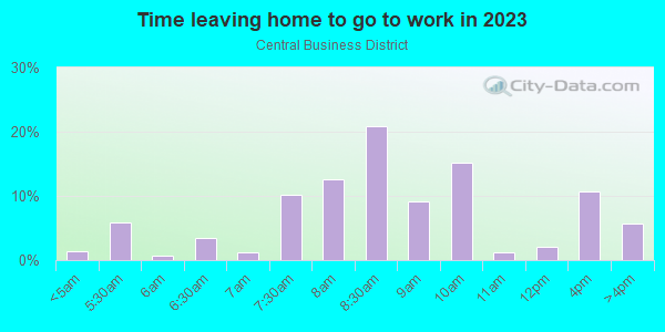 Time Leaving Home for Work in Central Business District in Pittsburgh neighborhood in PA