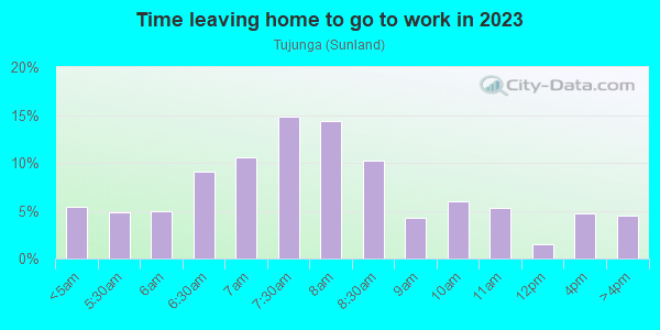 Time Leaving Home for Work in Tujunga in Tujunga neighborhood in CA
