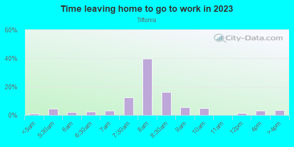 Time Leaving Home for Work in Tiftonia in Chattanooga neighborhood in TN