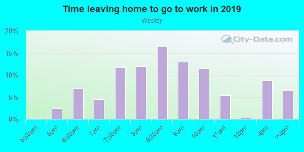 Time Leaving Home for Work in Wesley in Knoxville neighborhood in TN