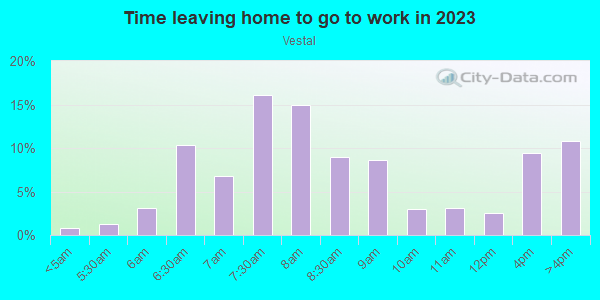 Time Leaving Home for Work in Vestal in Knoxville neighborhood in TN