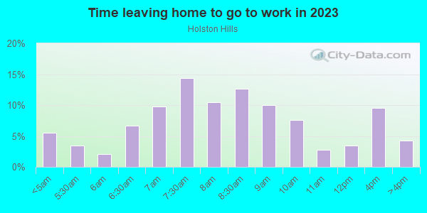 Time Leaving Home for Work in Holston Hills in Knoxville neighborhood in TN