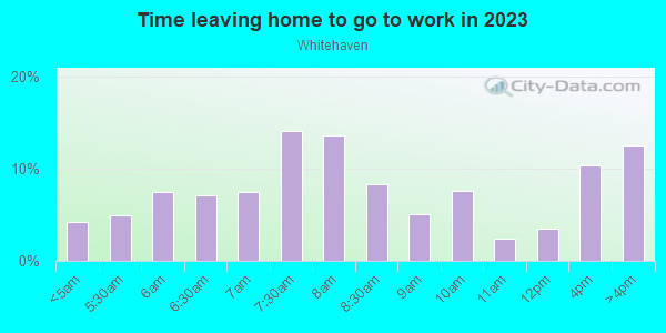 Time Leaving Home for Work in Whitehaven in Memphis neighborhood in TN