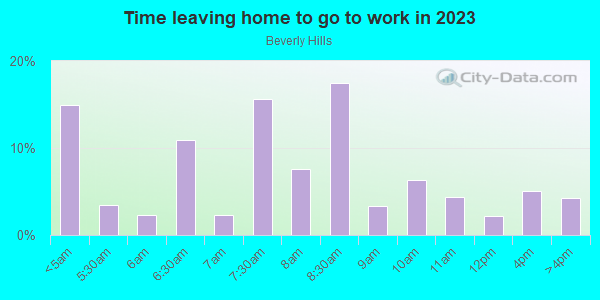 Time Leaving Home for Work in Beverly Hills in Dallas neighborhood in TX