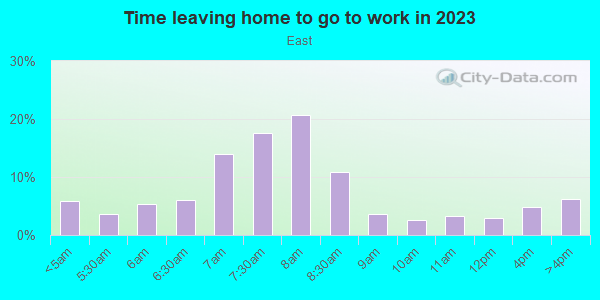 Time Leaving Home for Work in East in Lubbock neighborhood in TX