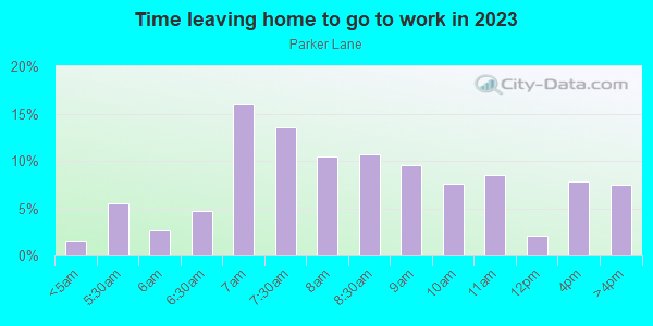Time Leaving Home for Work in Parker Lane in Austin neighborhood in TX