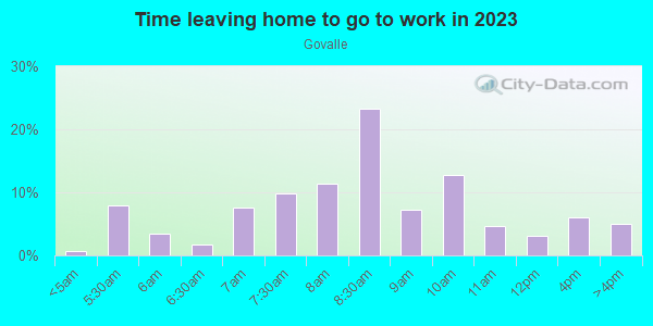 Time Leaving Home for Work in Govalle in Austin neighborhood in TX