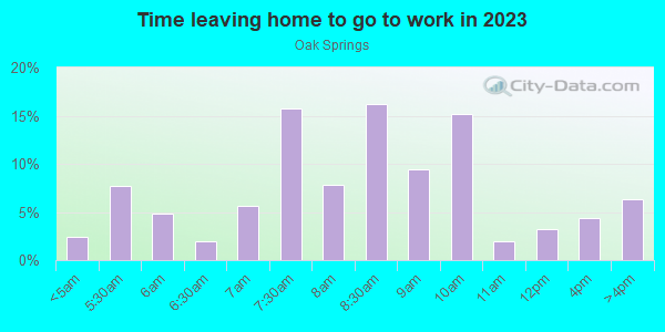 Time Leaving Home for Work in Oak Springs in Austin neighborhood in TX