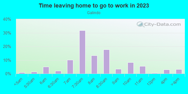 Time Leaving Home for Work in Galindo in Austin neighborhood in TX