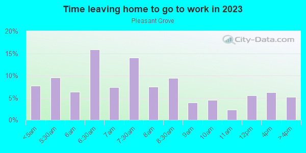 Time Leaving Home for Work in Pleasant Grove in Dallas neighborhood in TX