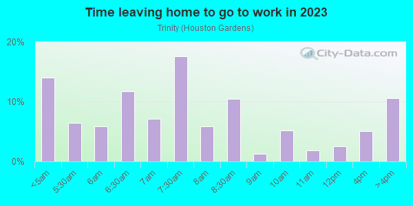 Time Leaving Home for Work in Trinity in Houston neighborhood in TX