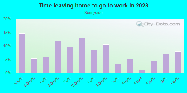 Time Leaving Home for Work in Sunnyside in Houston neighborhood in TX