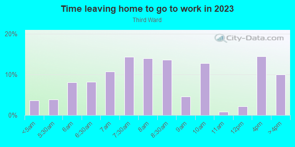 Time Leaving Home for Work in Third Ward in Houston neighborhood in TX